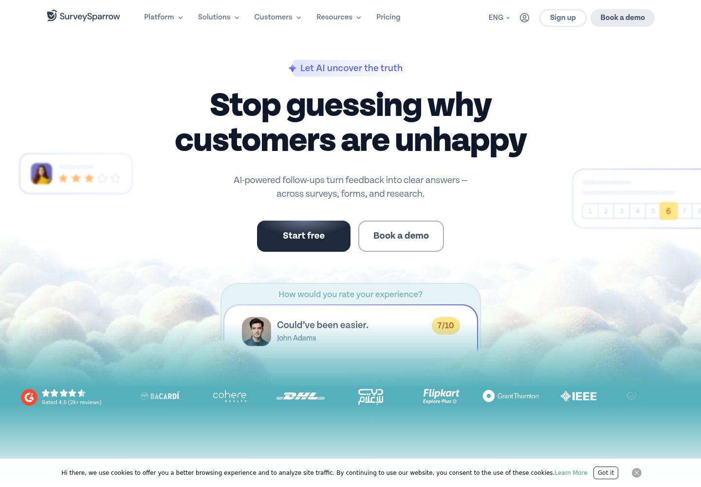 SurveySparrow website screenshot