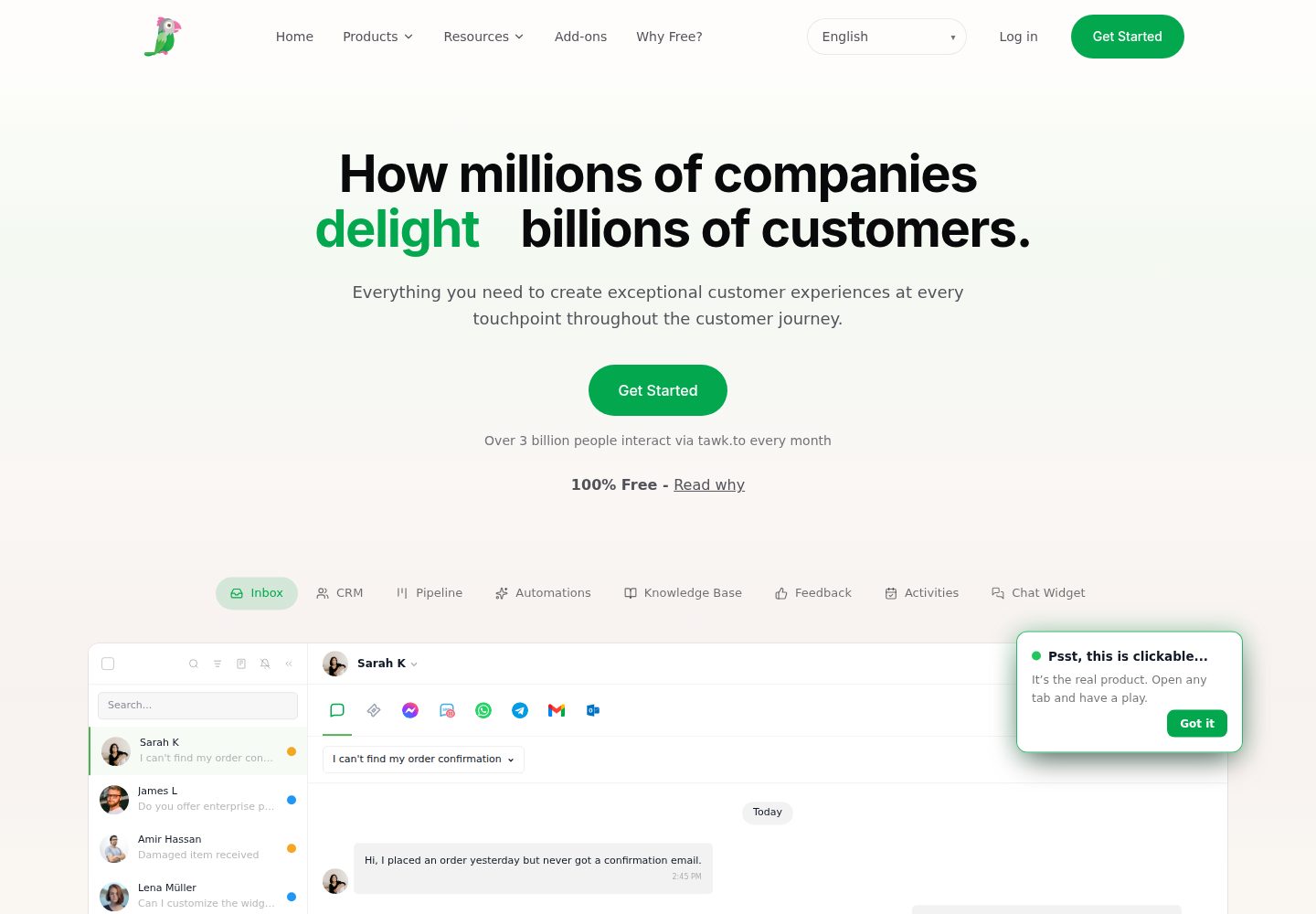 tawk.to website screenshot
