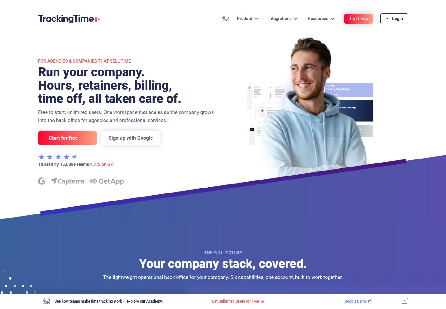 TrackingTime website screenshot