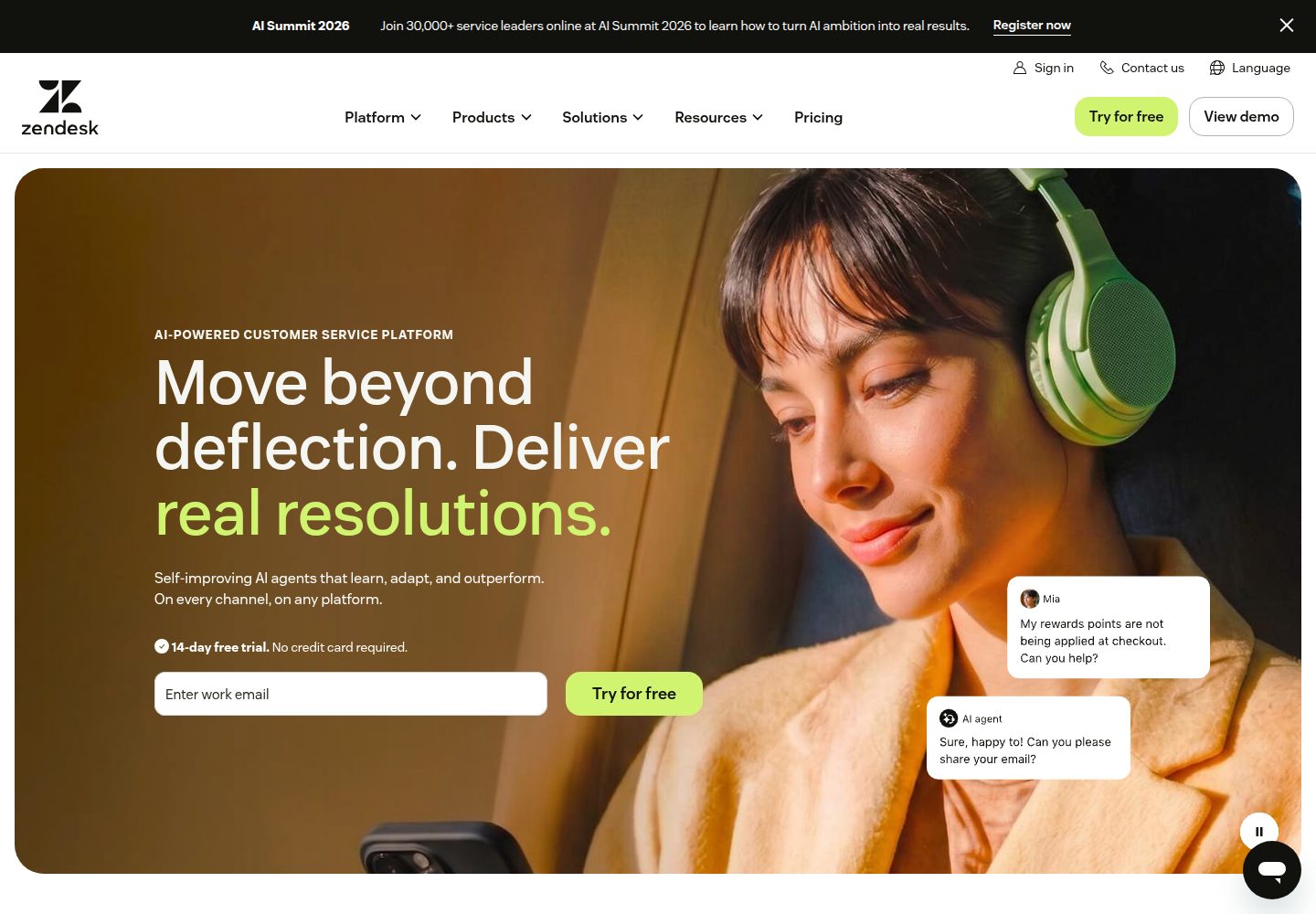 Zendesk website screenshot