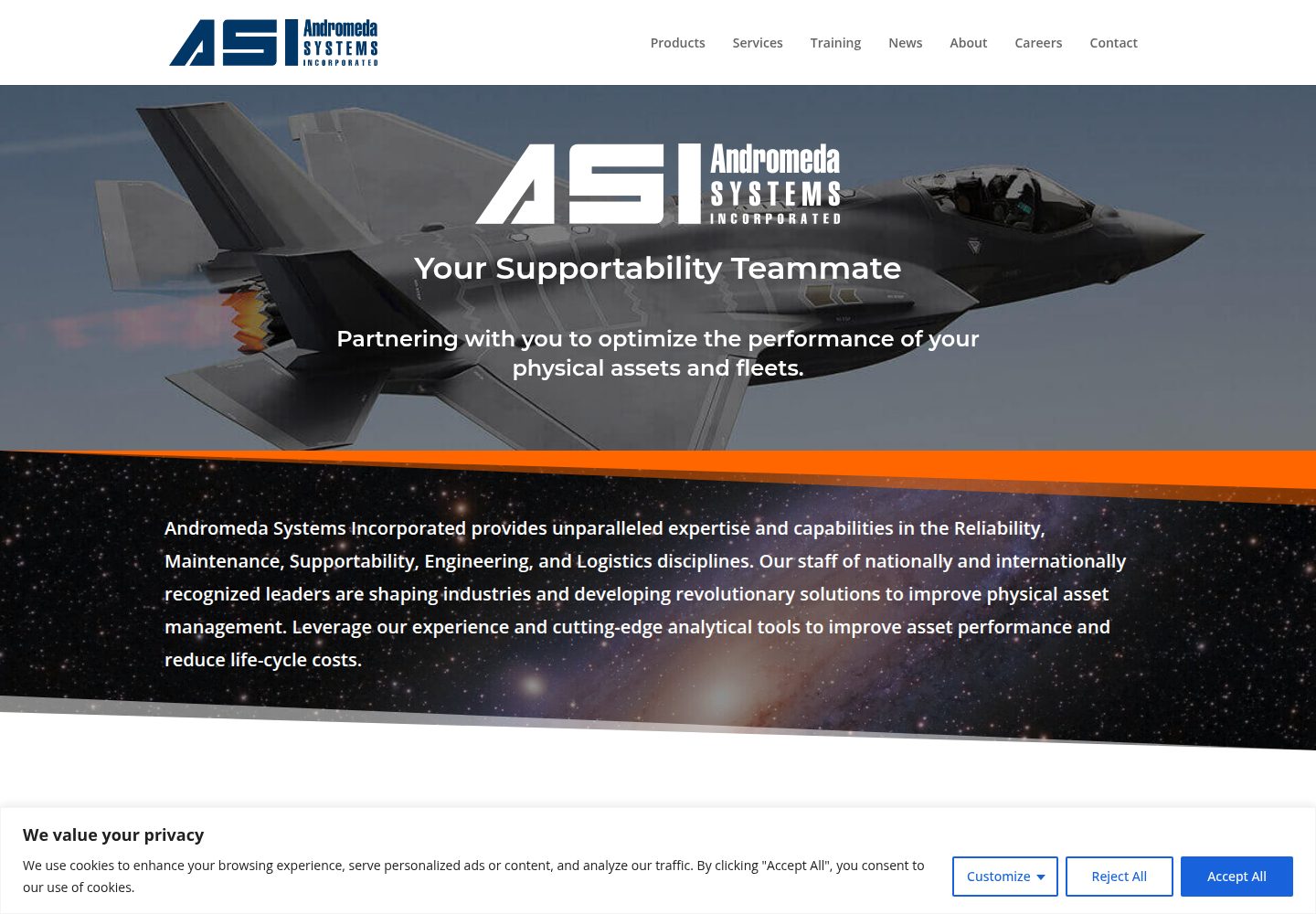 Andromeda Systems Incorporated (ASI) website screenshot