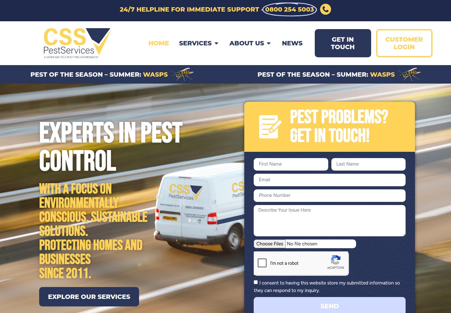 CSS Pest Services website screenshot