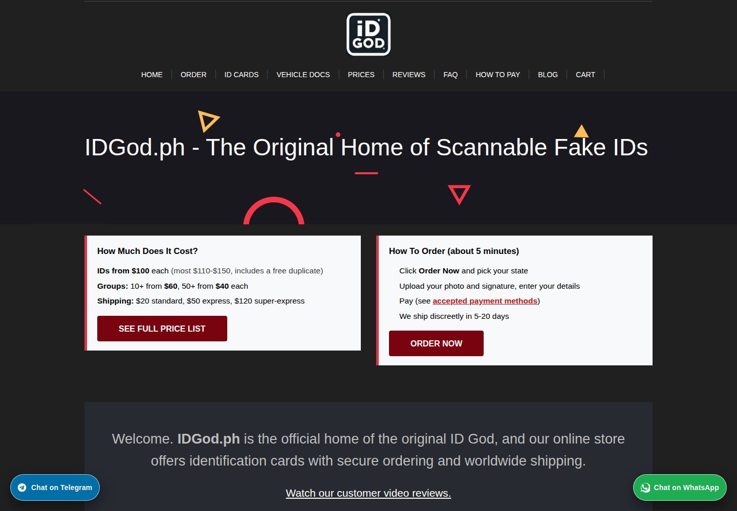 Best fake id ever website screenshot