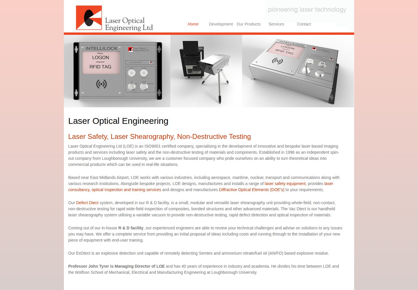 Laser Optical Ltd website screenshot