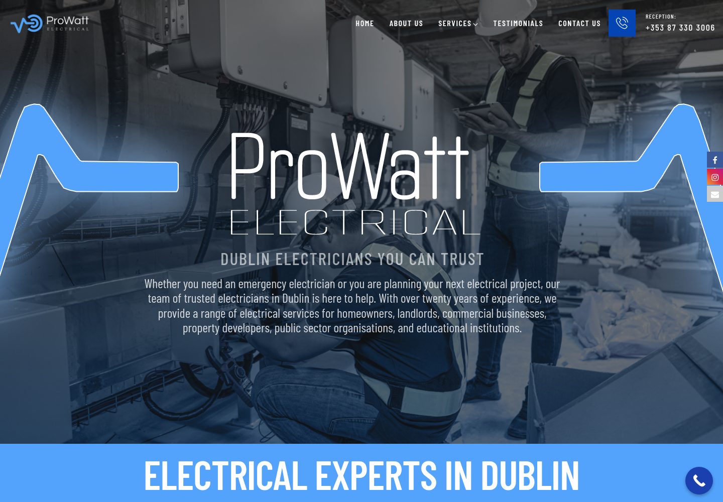 ProWatt Electrical website screenshot