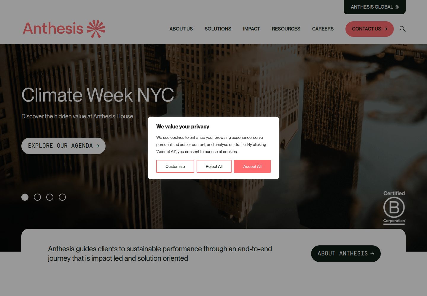 Anthesis website screenshot