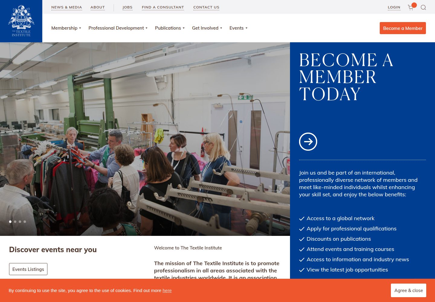 The Textile Institute website screenshot