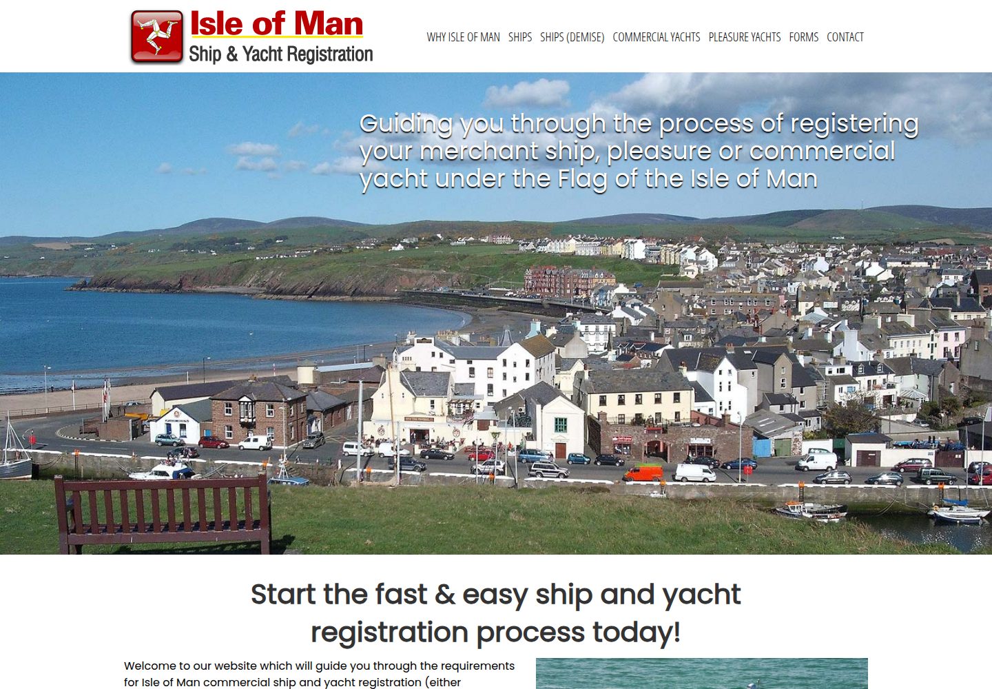 Isle of Man Yacht Registration website screenshot