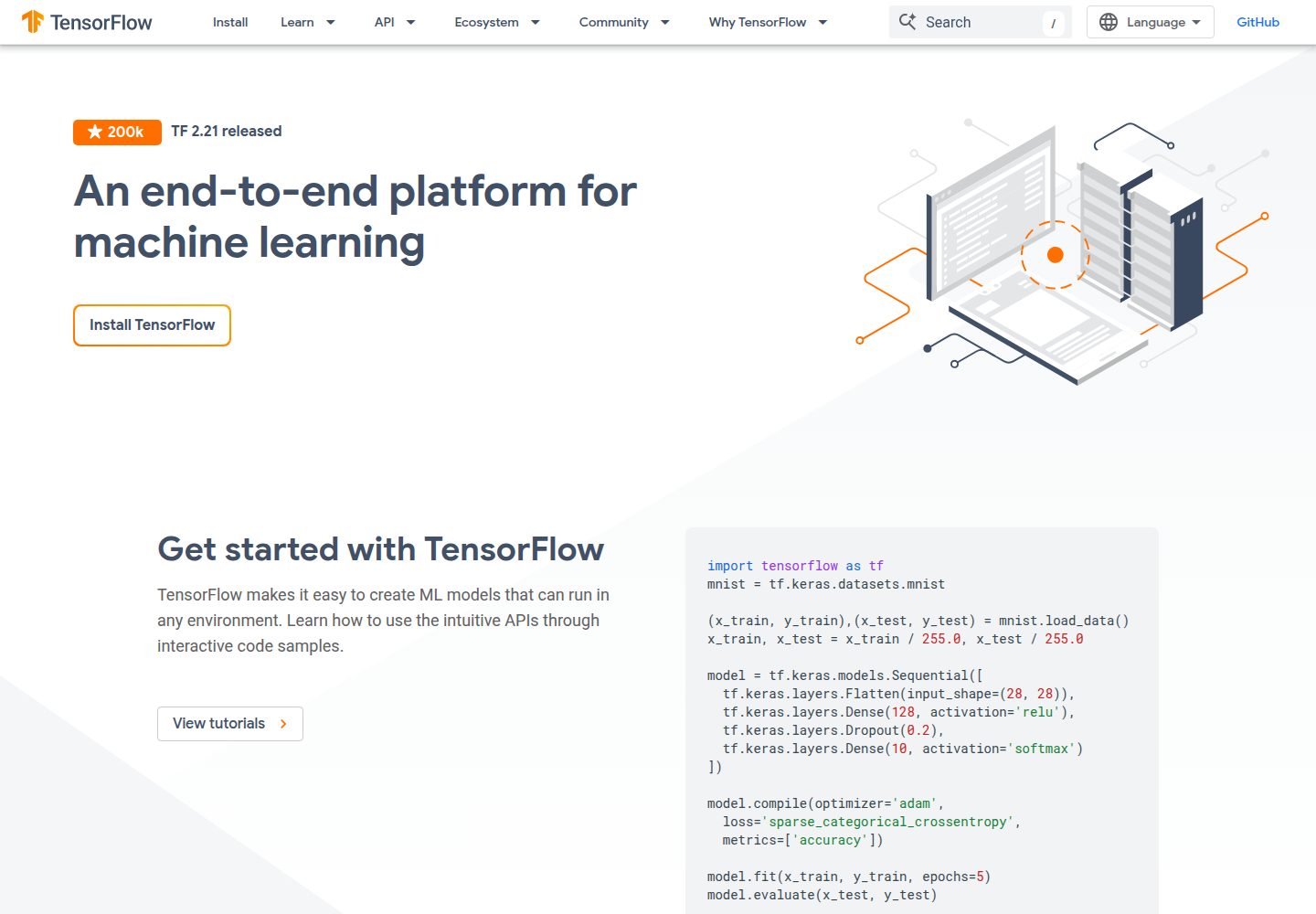 TensorFlow website screenshot