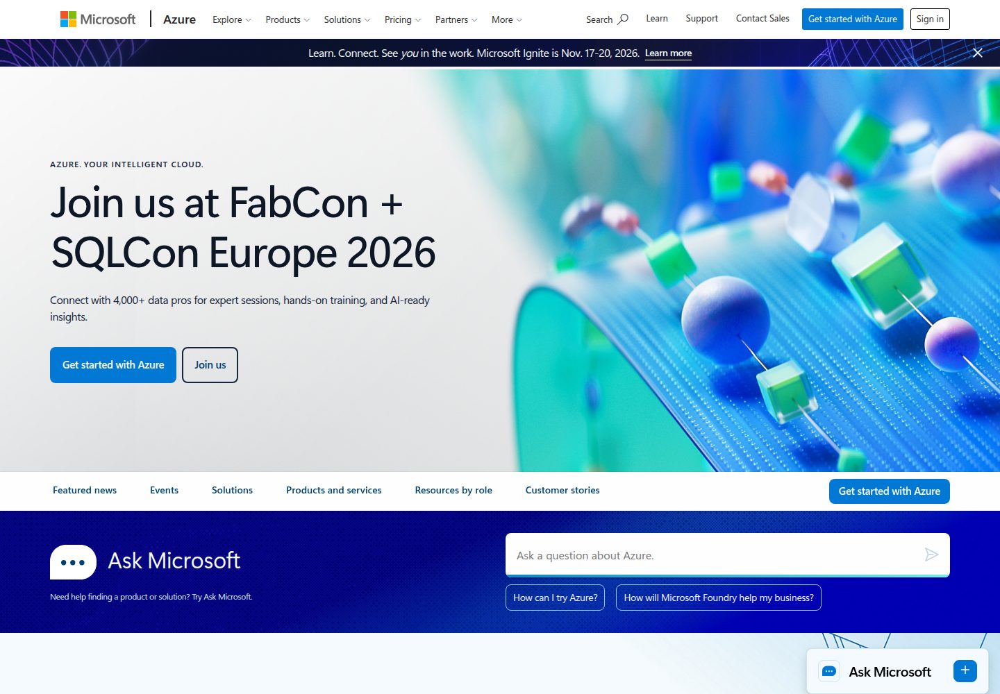 Microsoft Azure website screenshot