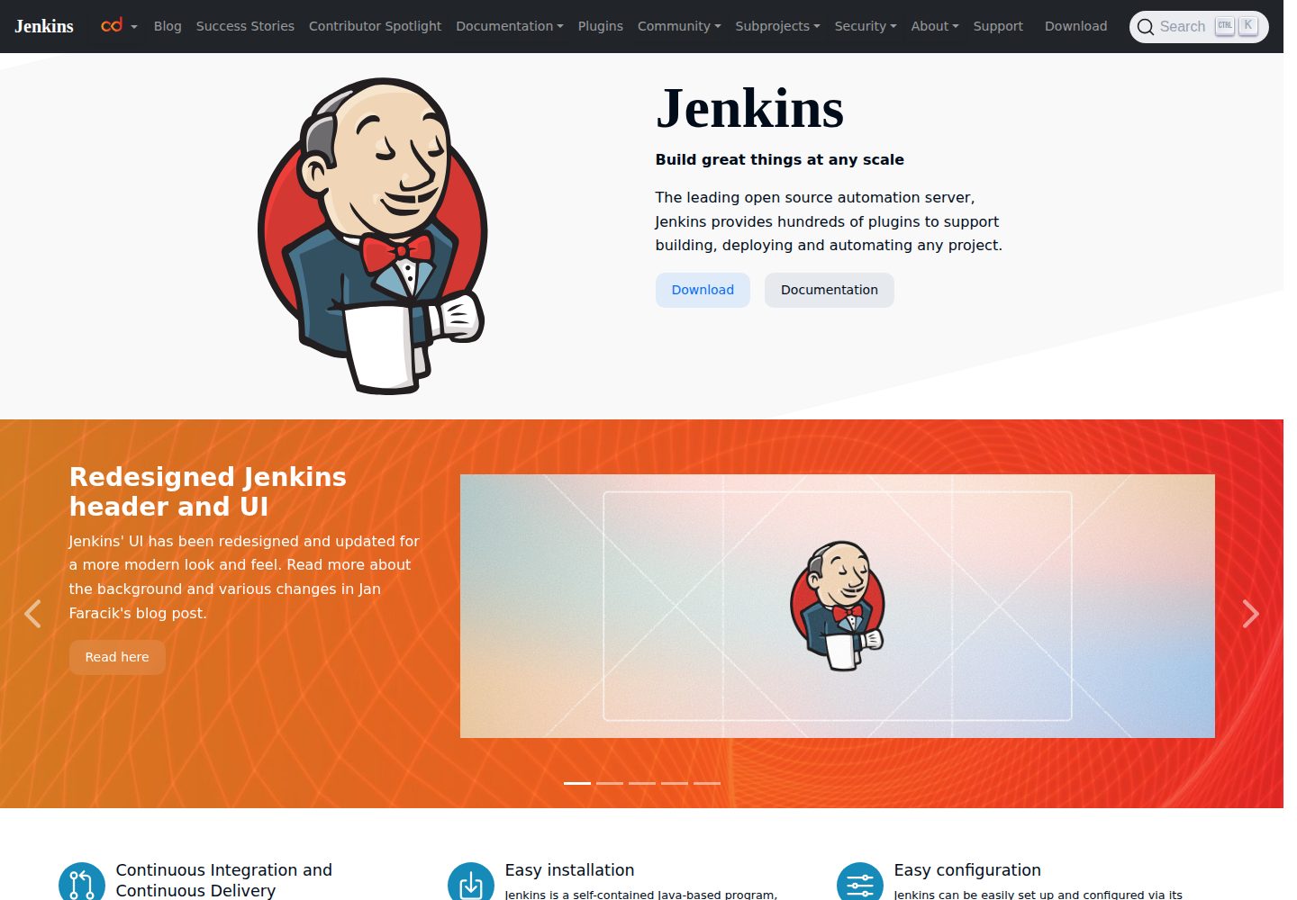 Jenkins website screenshot