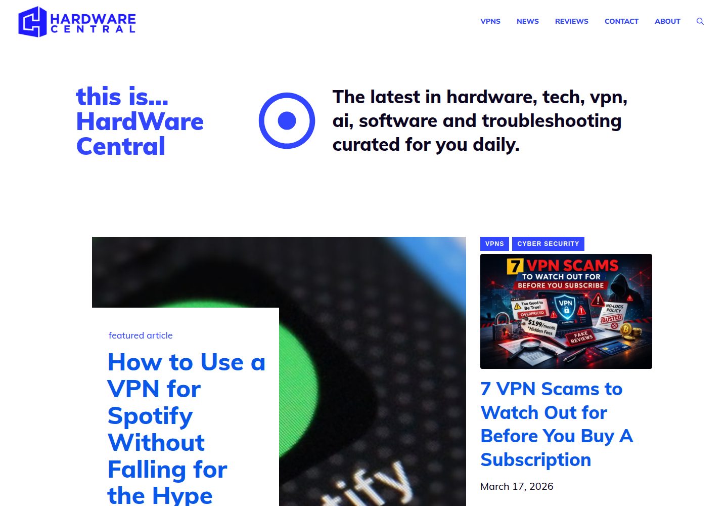 Hardware Central website screenshot