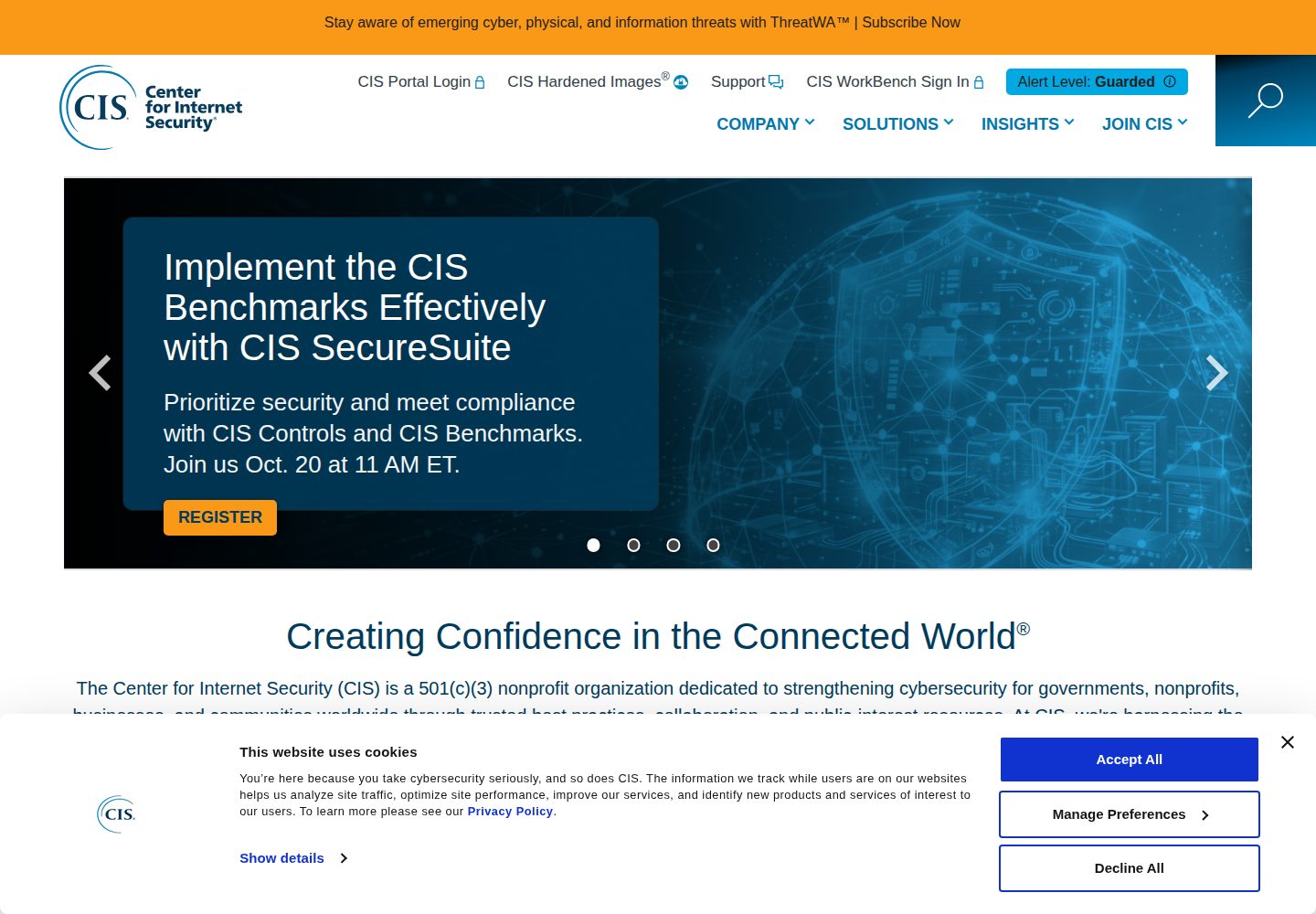 Centre for Internet Security website screenshot