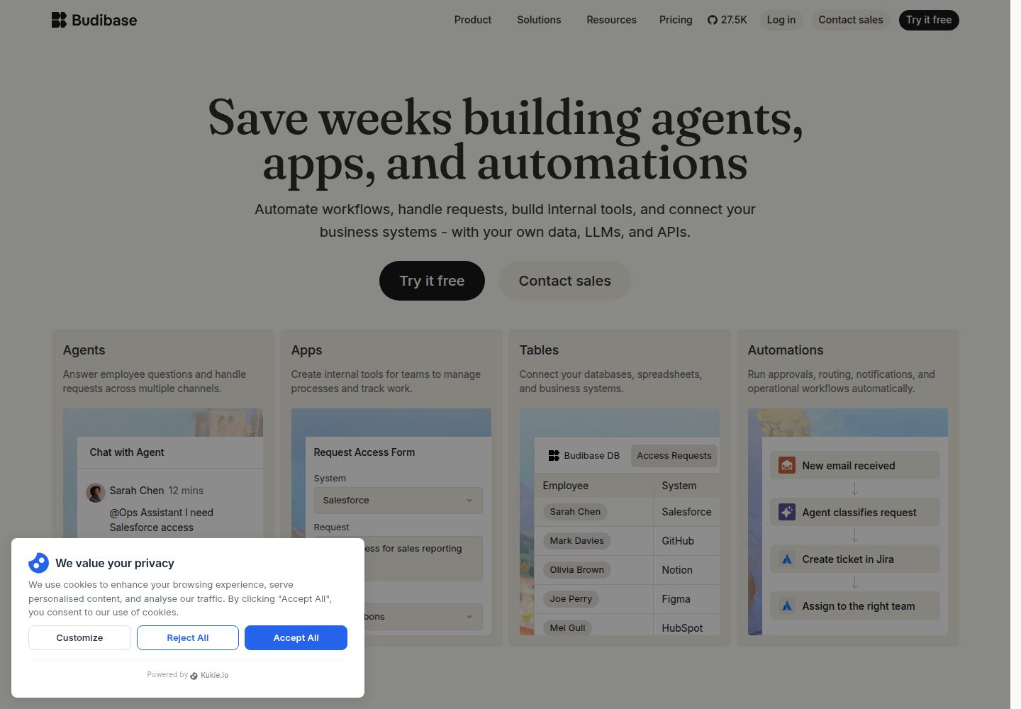 Budibase website screenshot