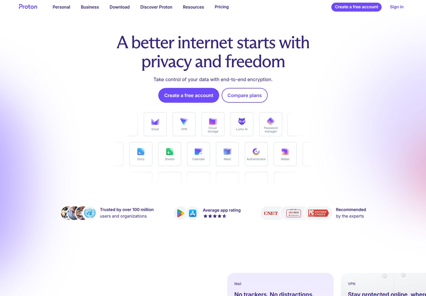 Proton website screenshot