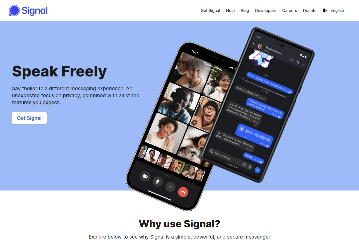 Signal website screenshot