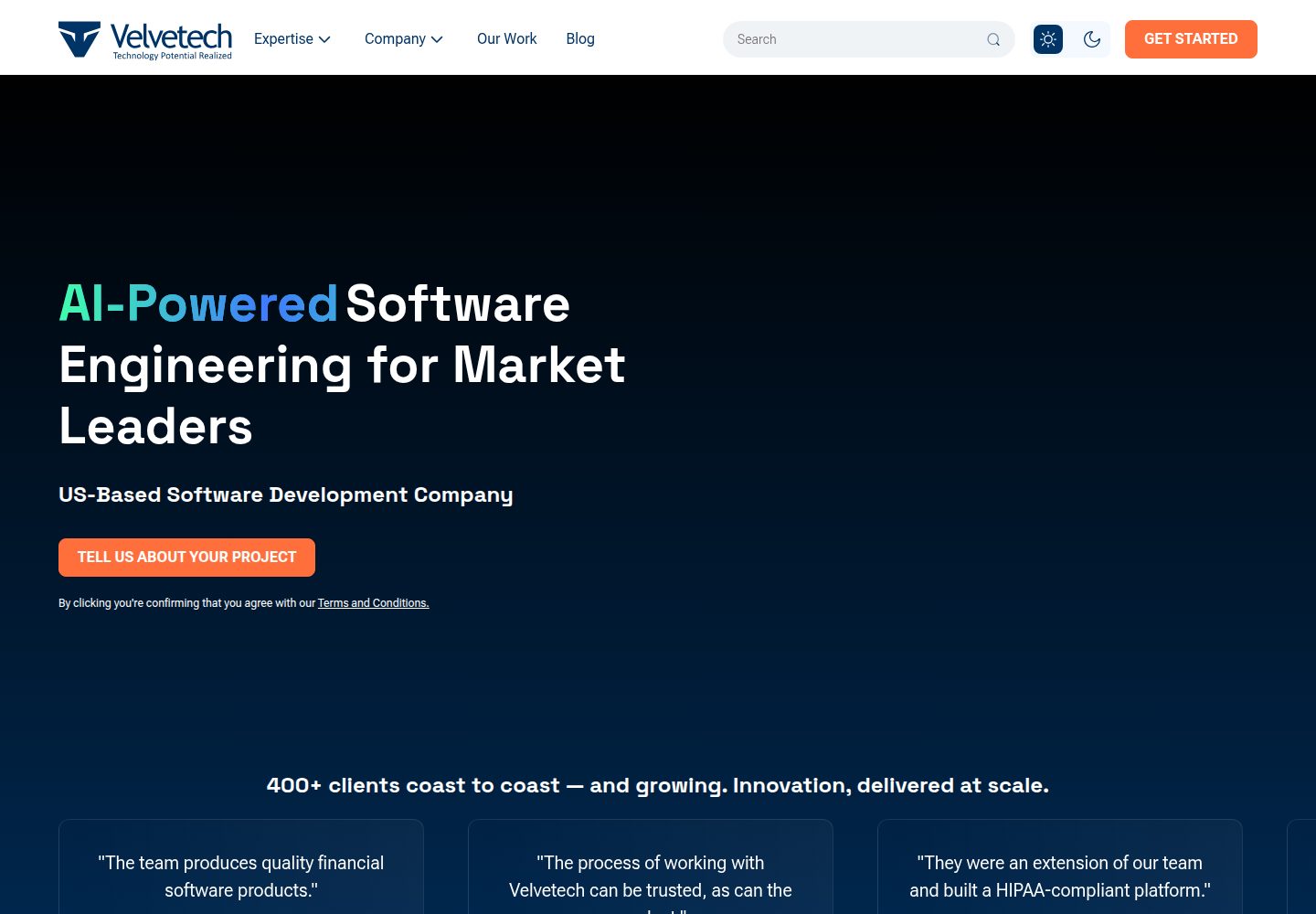 Velvetech website screenshot