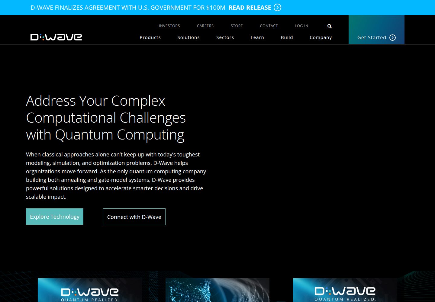 D-Wave website screenshot