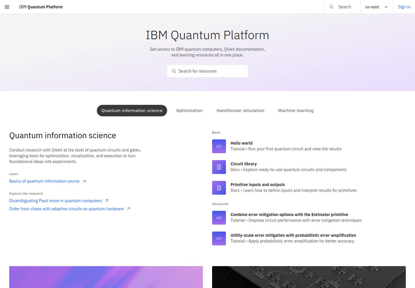 IBM Quantum website screenshot