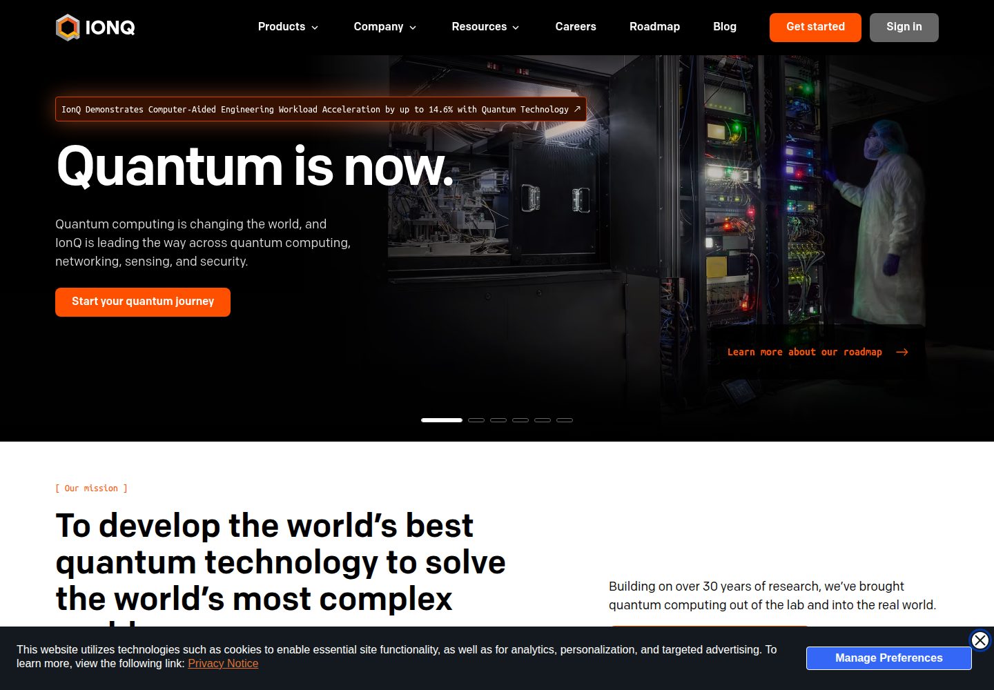 IonQ website screenshot