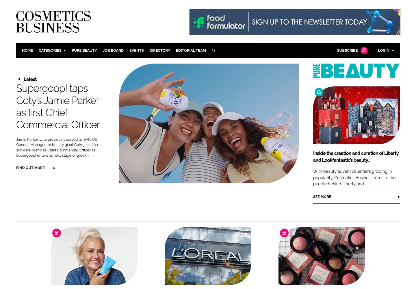Cosmetics Business website screenshot
