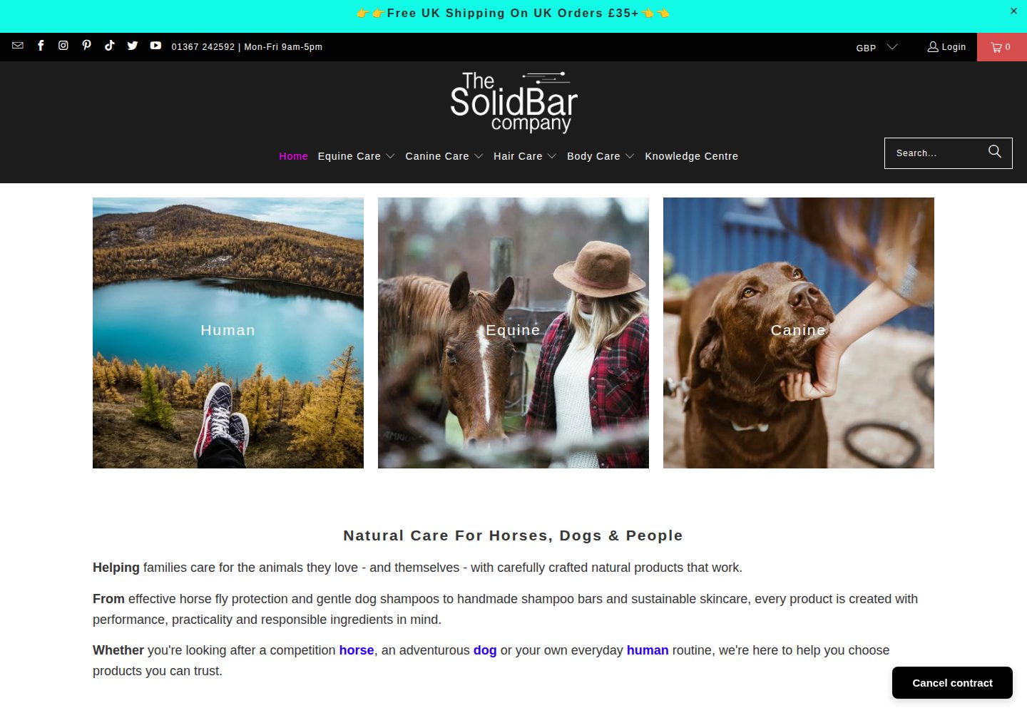 The Solid Bar Company website screenshot