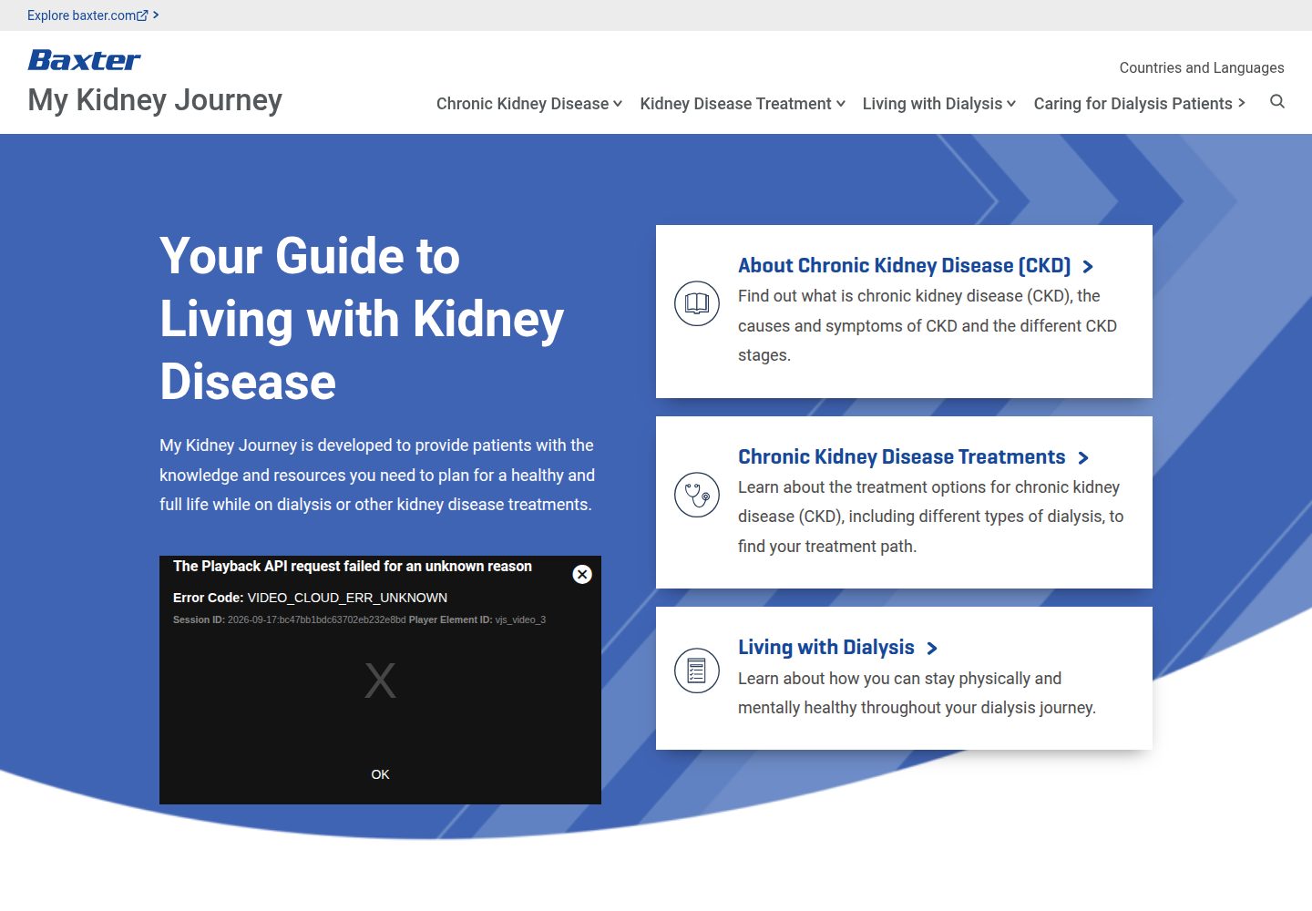 My Kidney Journey website screenshot