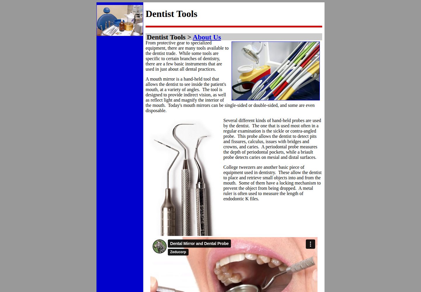 Introduction to Dentist Tools website screenshot