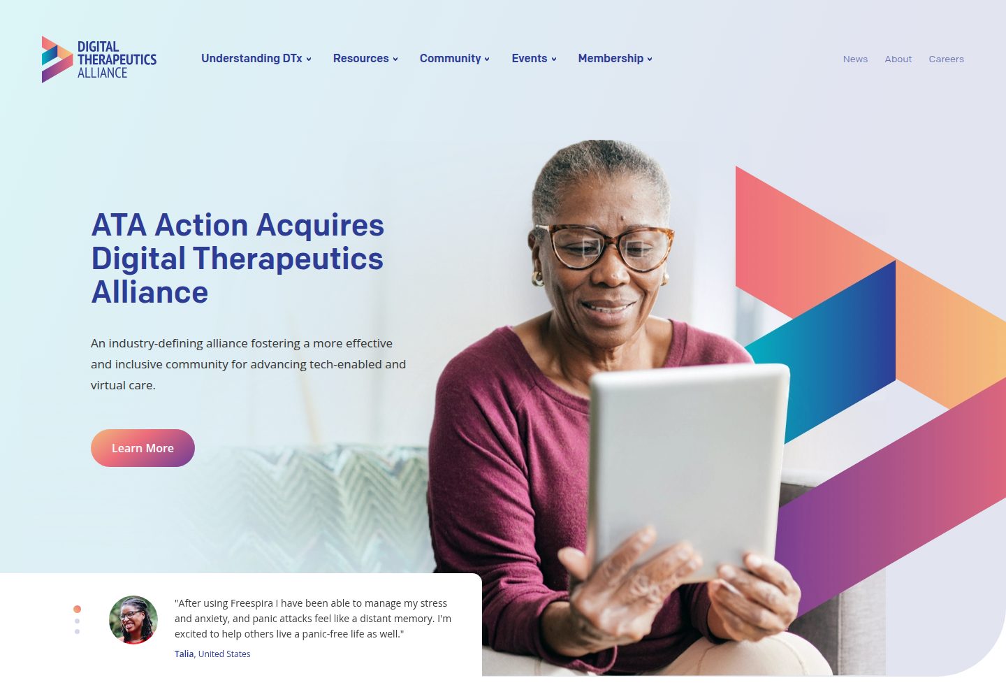 Digital Therapeutics Alliance website screenshot