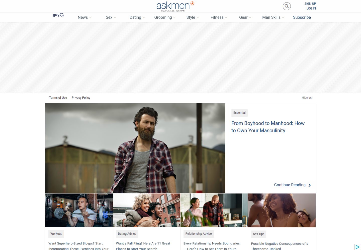 Ask men website screenshot