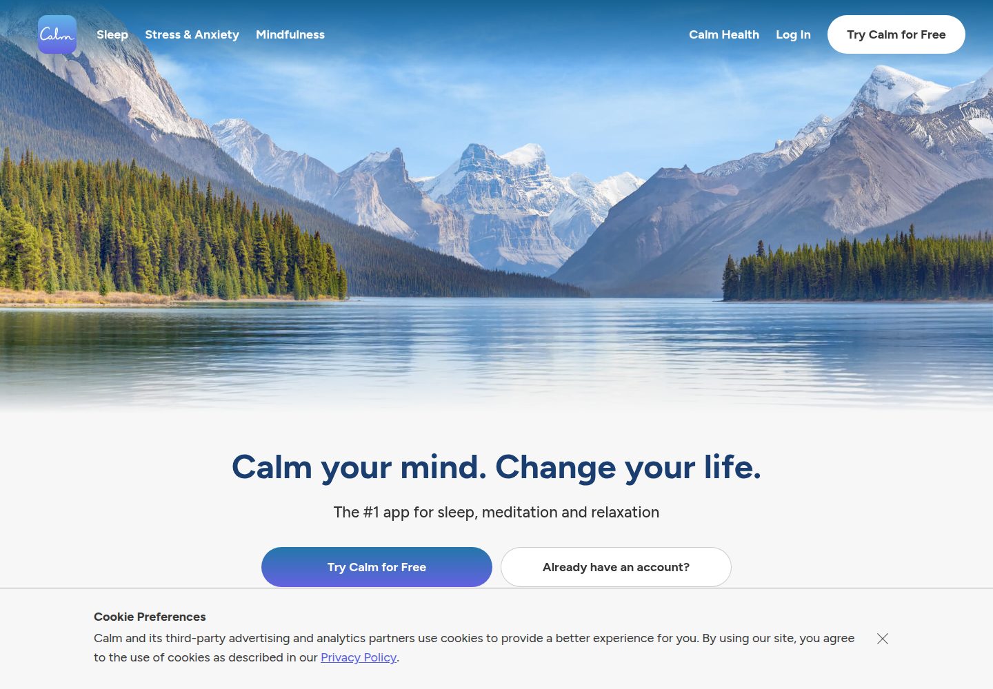 Calm website screenshot