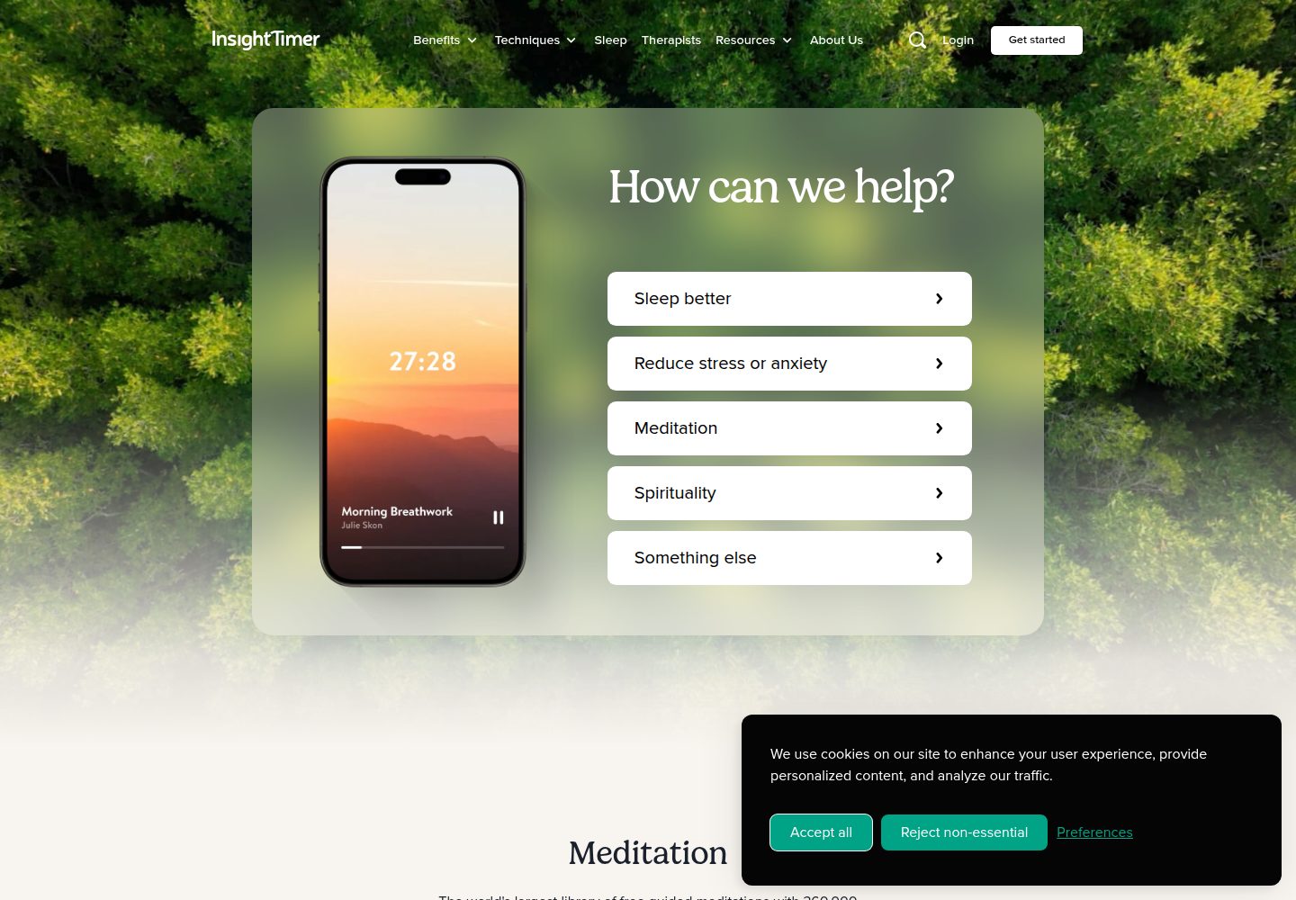 Insight Timer website screenshot