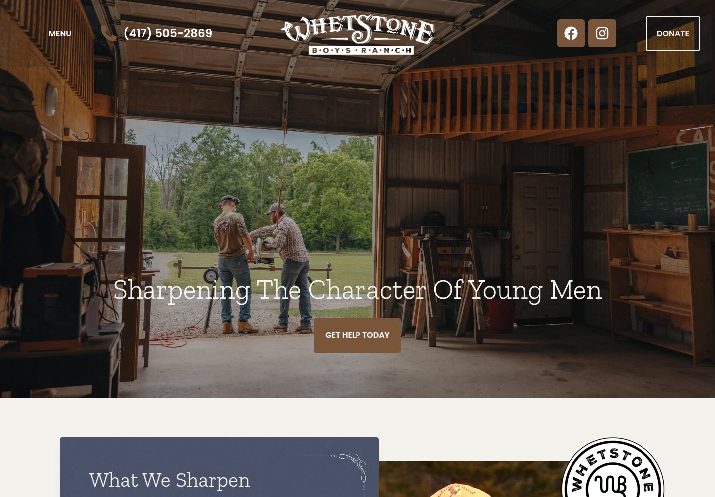 Whetstone Boys Ranch website screenshot
