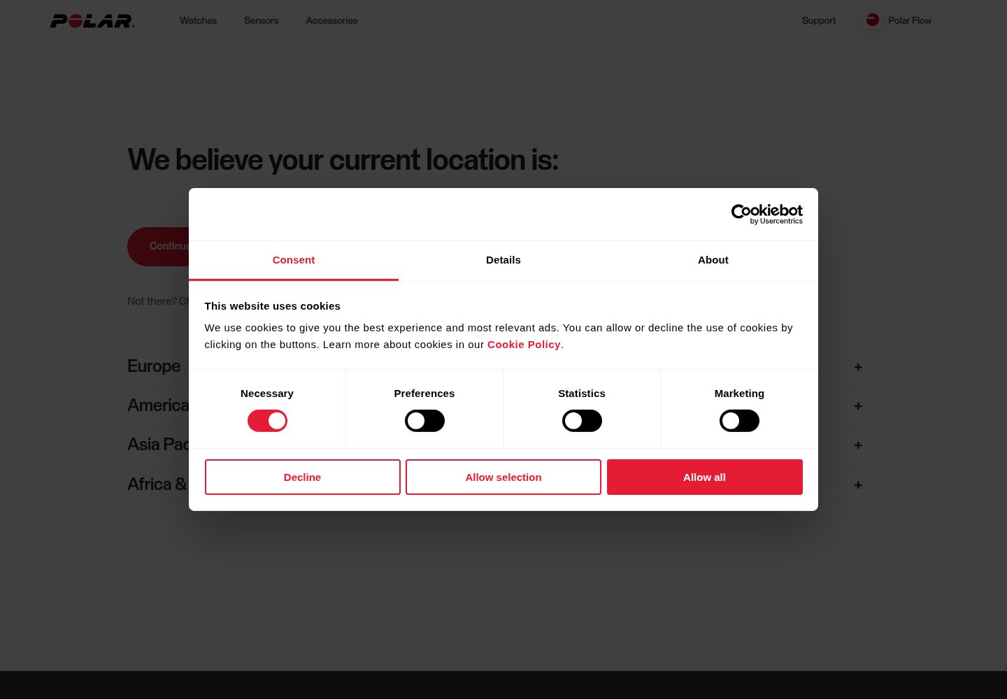 Polar website screenshot