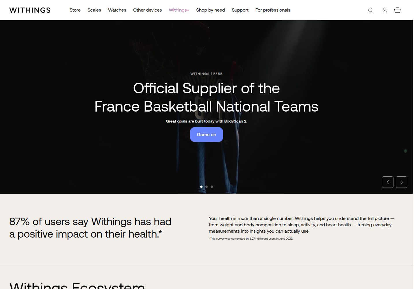 Withings website screenshot