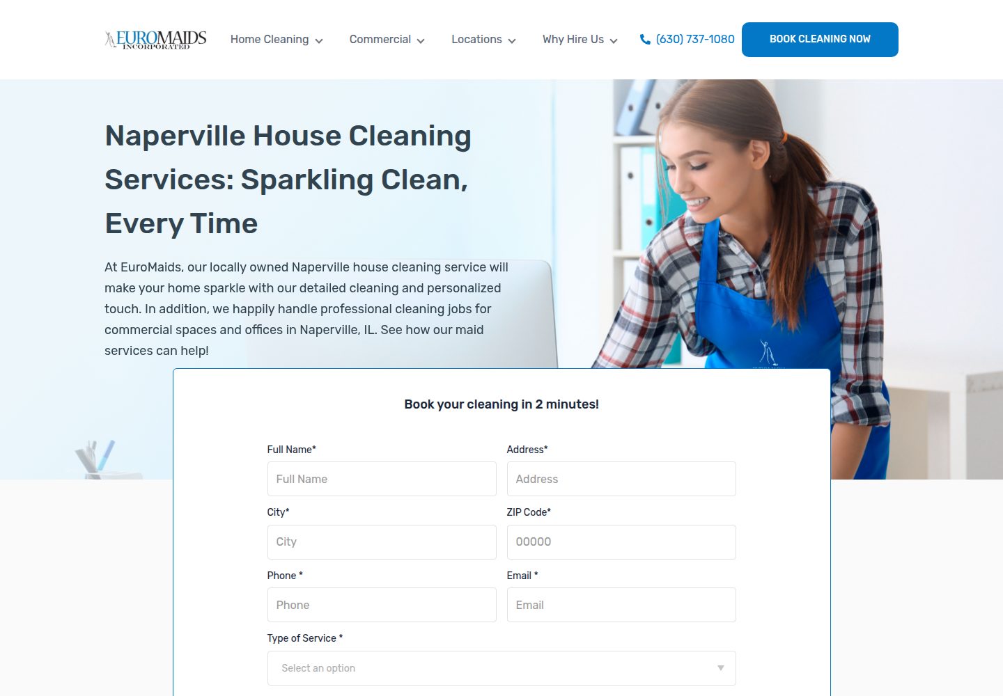 Euro Maids website screenshot