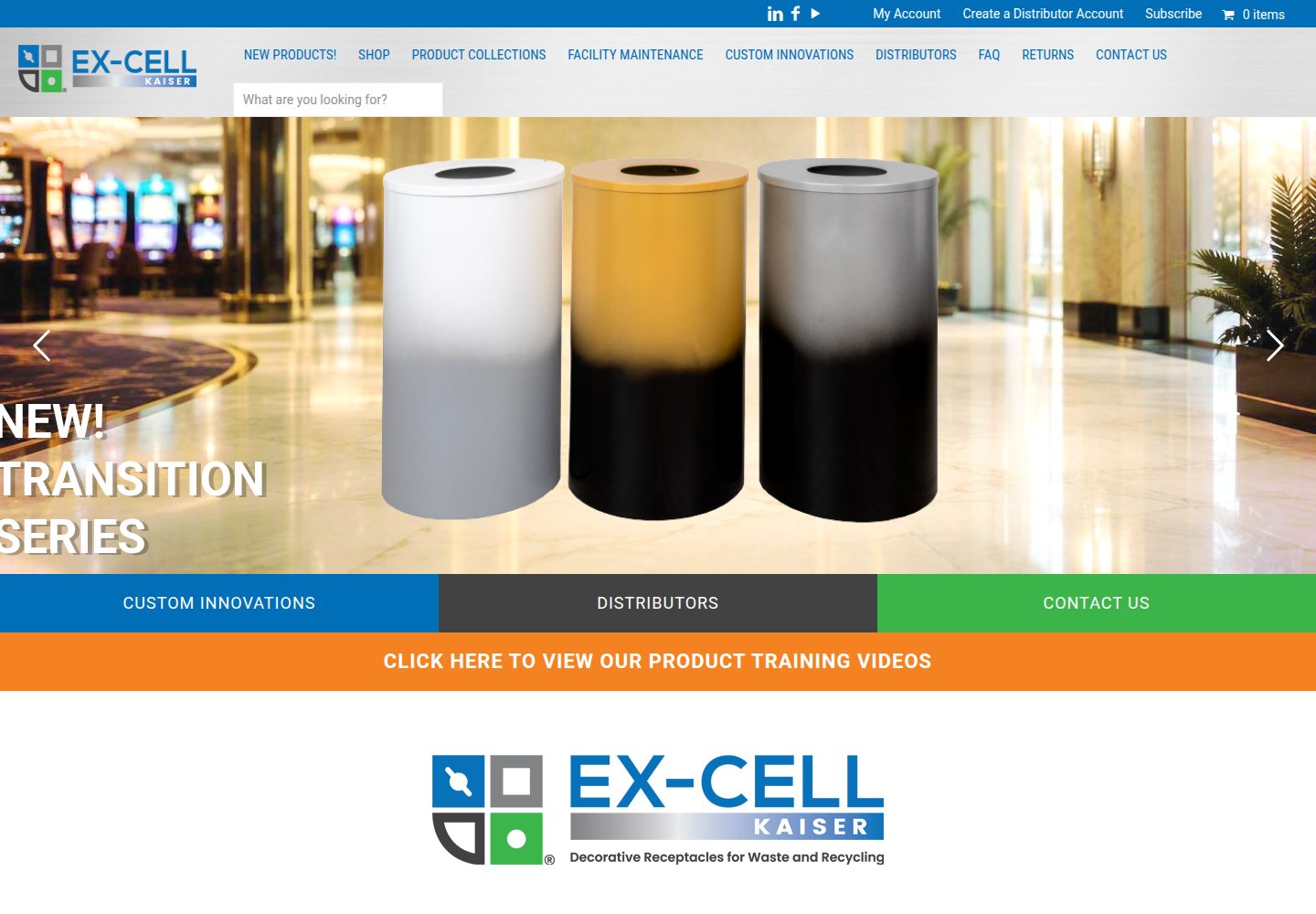 Ex Cell Trash Cans website screenshot