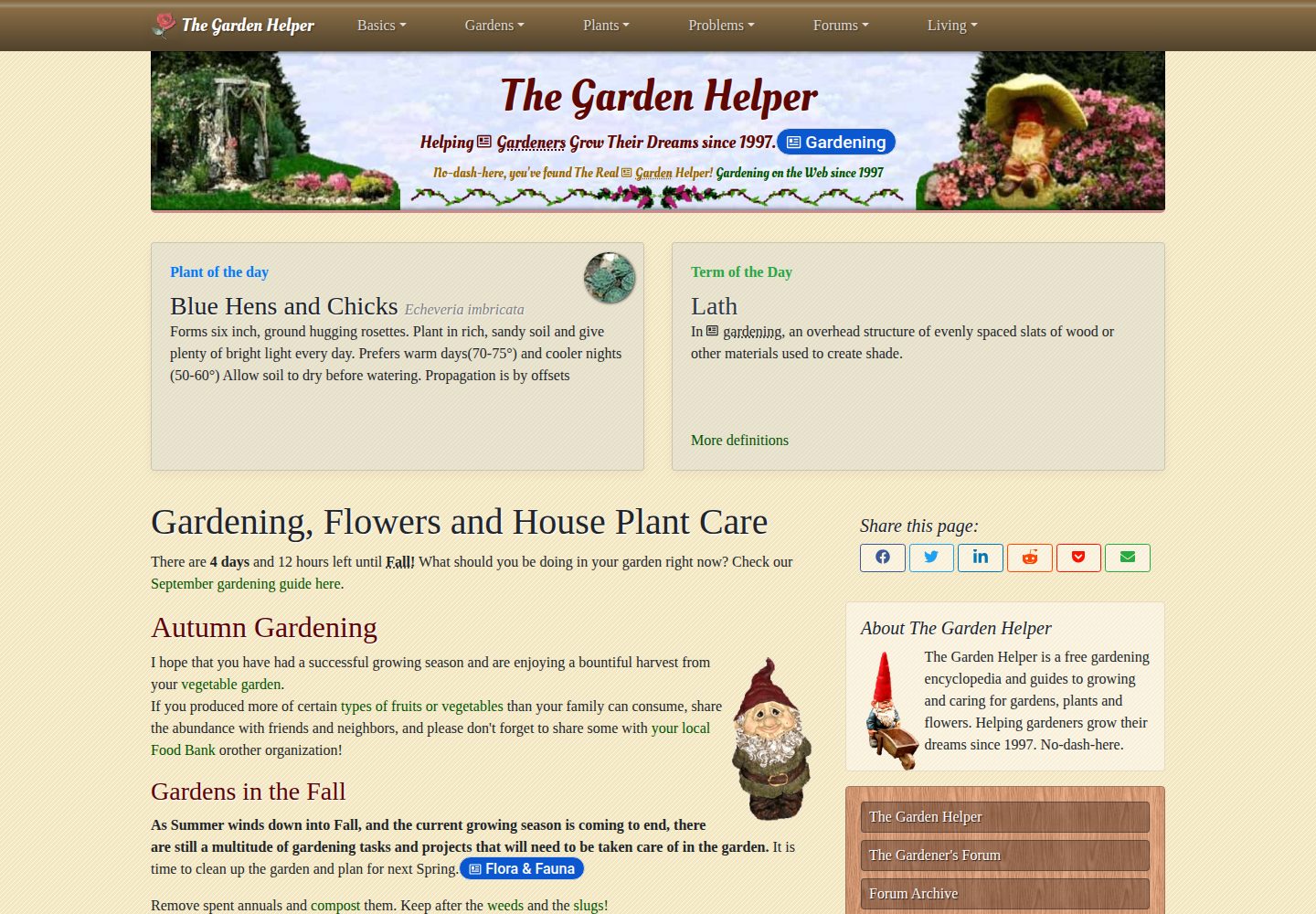 The Garden Helper  website screenshot