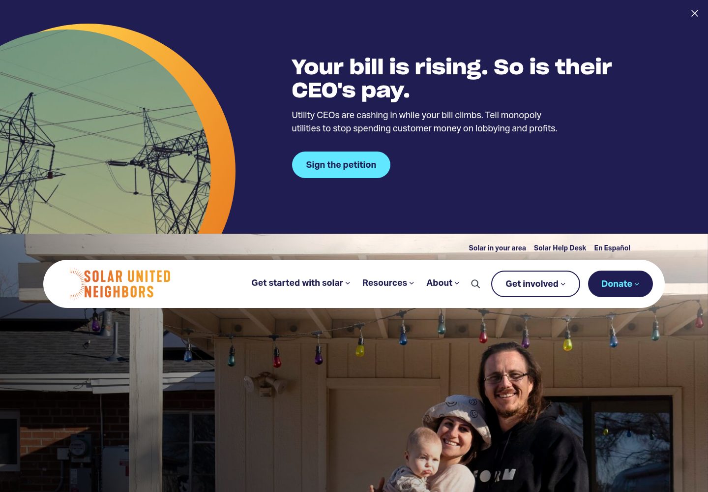 Solar United Neighbors website screenshot