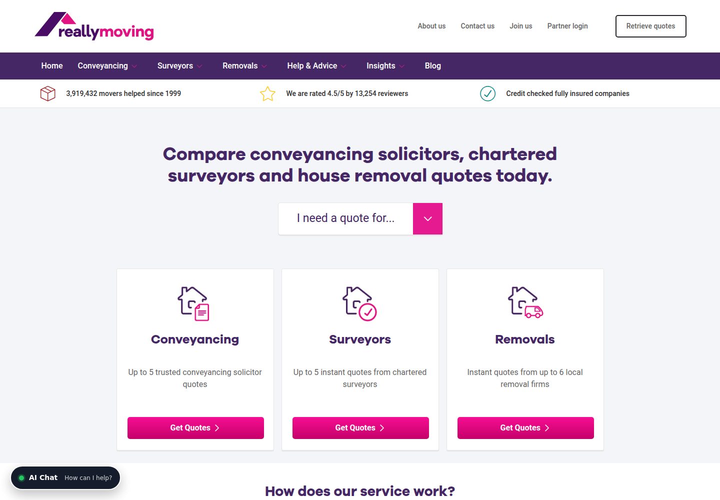 Really Moving website screenshot