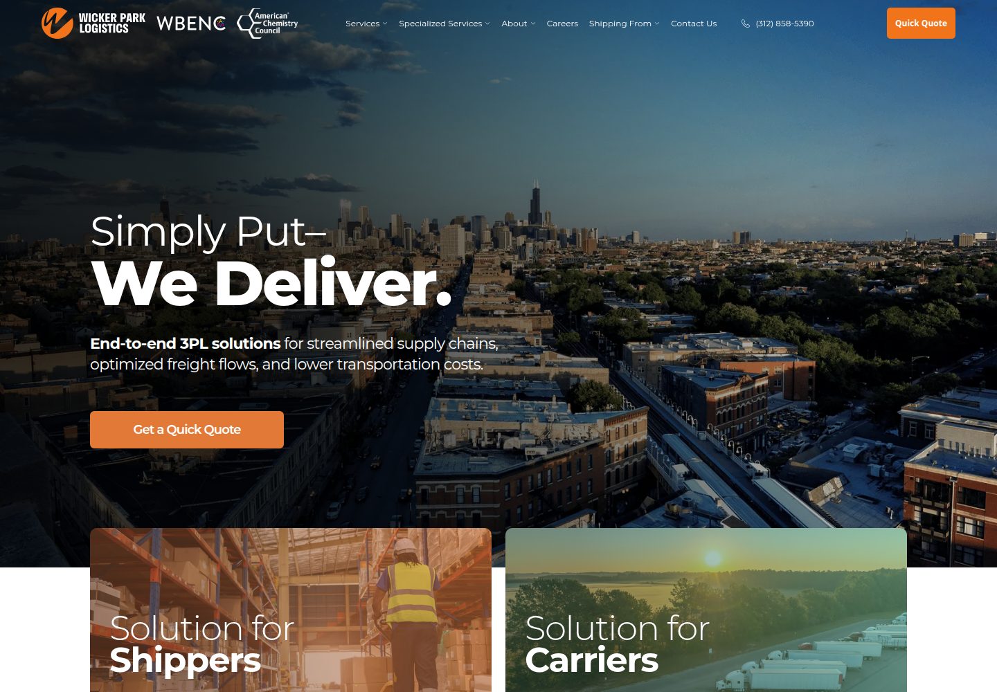 Wicker Park Logistics website screenshot
