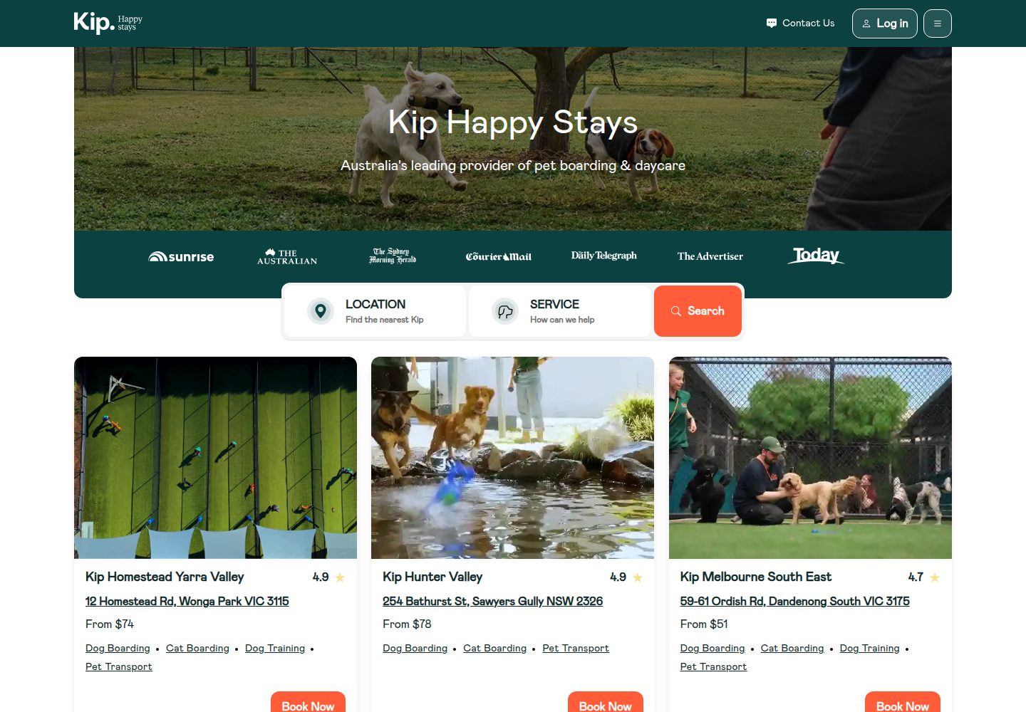 Kip website screenshot