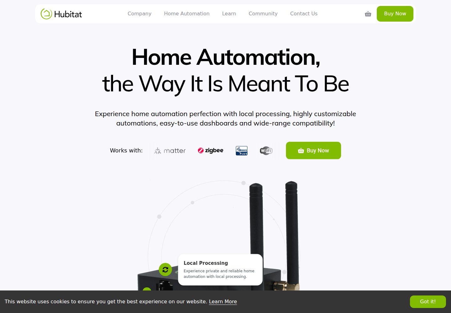 Hubitat website screenshot