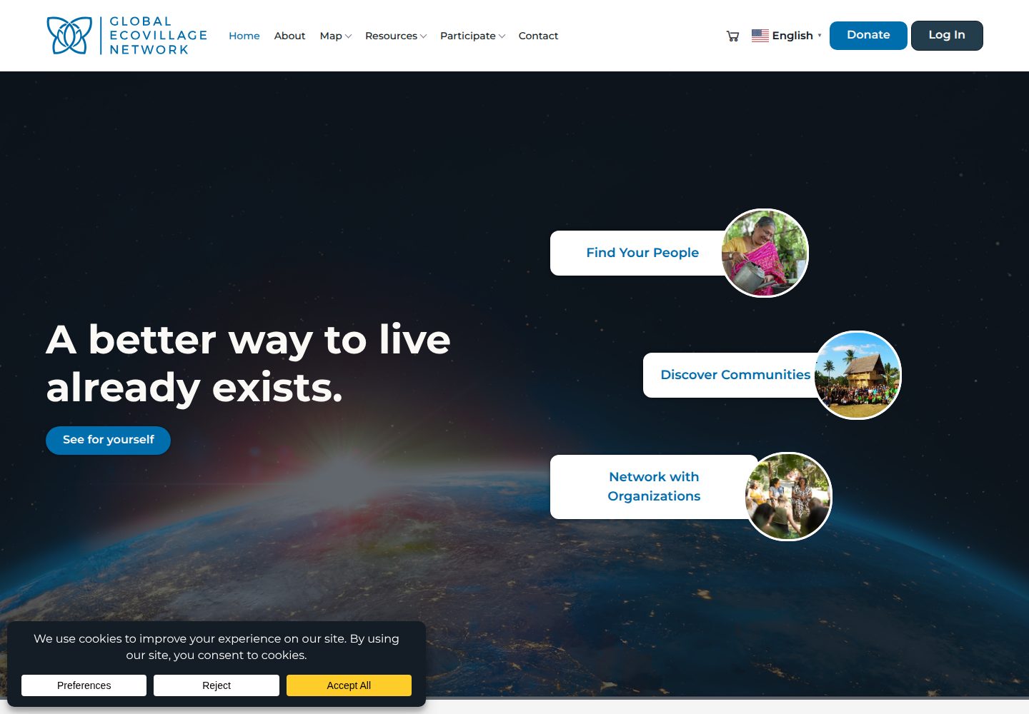 Global Ecovillage Network website screenshot