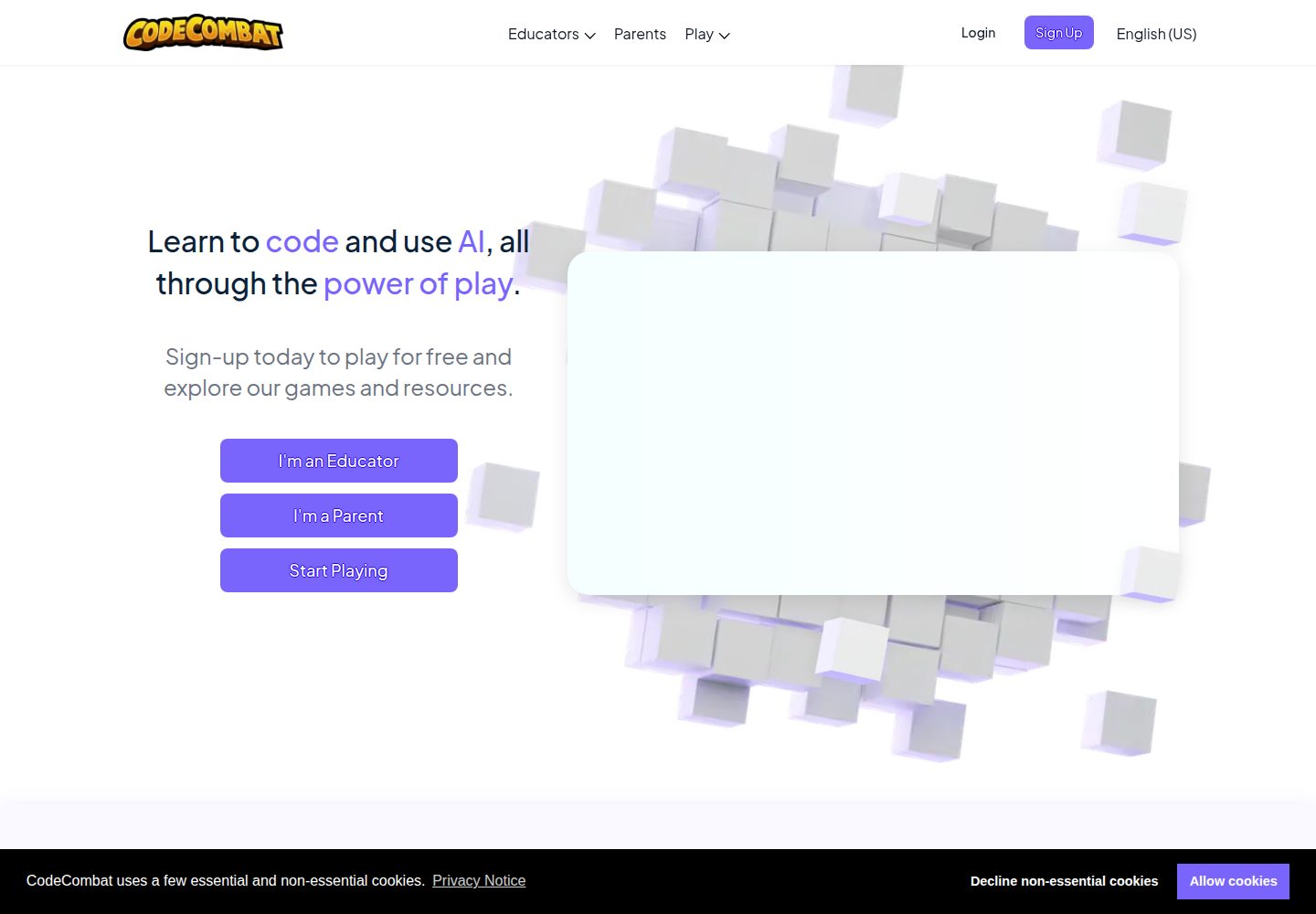 CodeCombat website screenshot