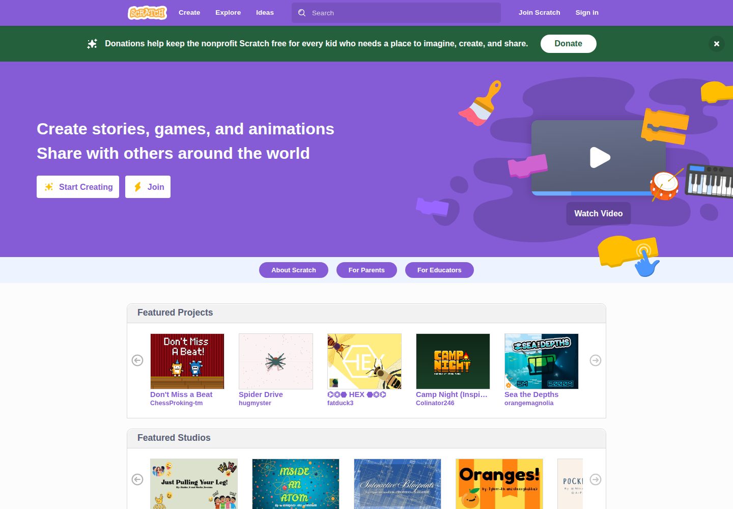 Scratch website screenshot