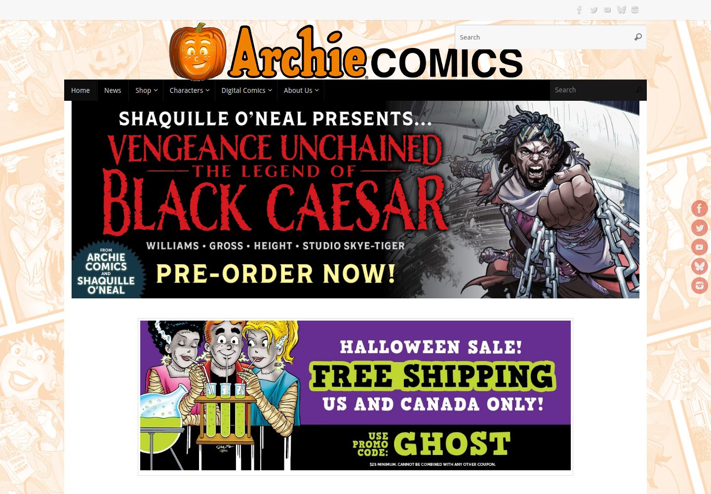 Archie Comics website screenshot