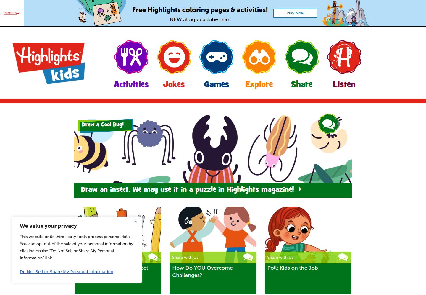 Highlights Kids website screenshot