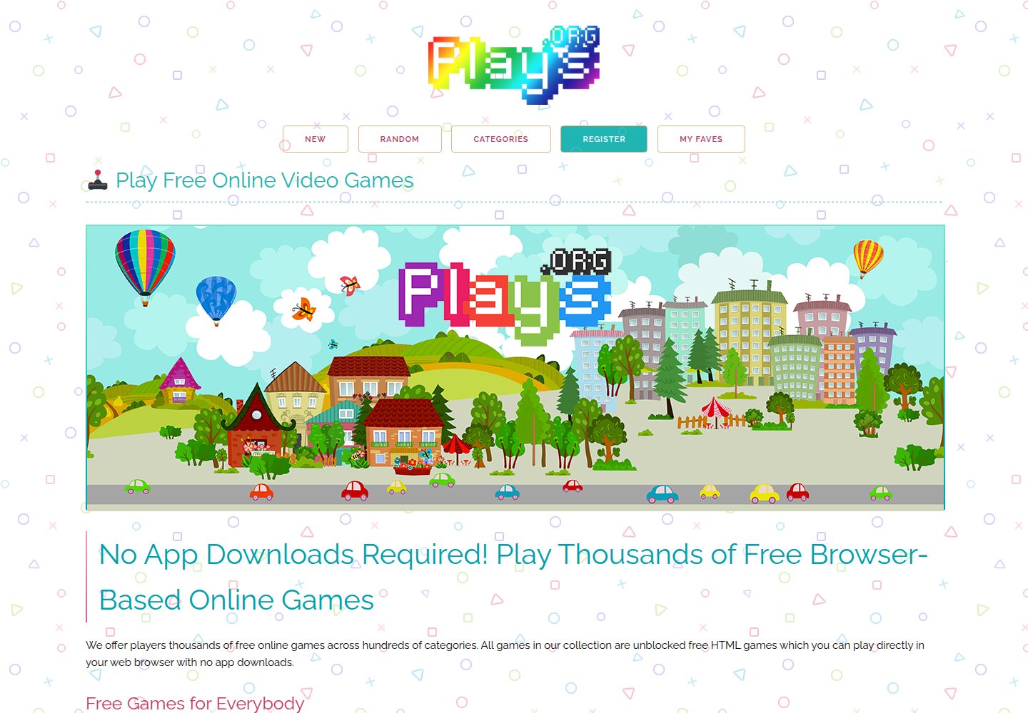Free Online Video Games website screenshot