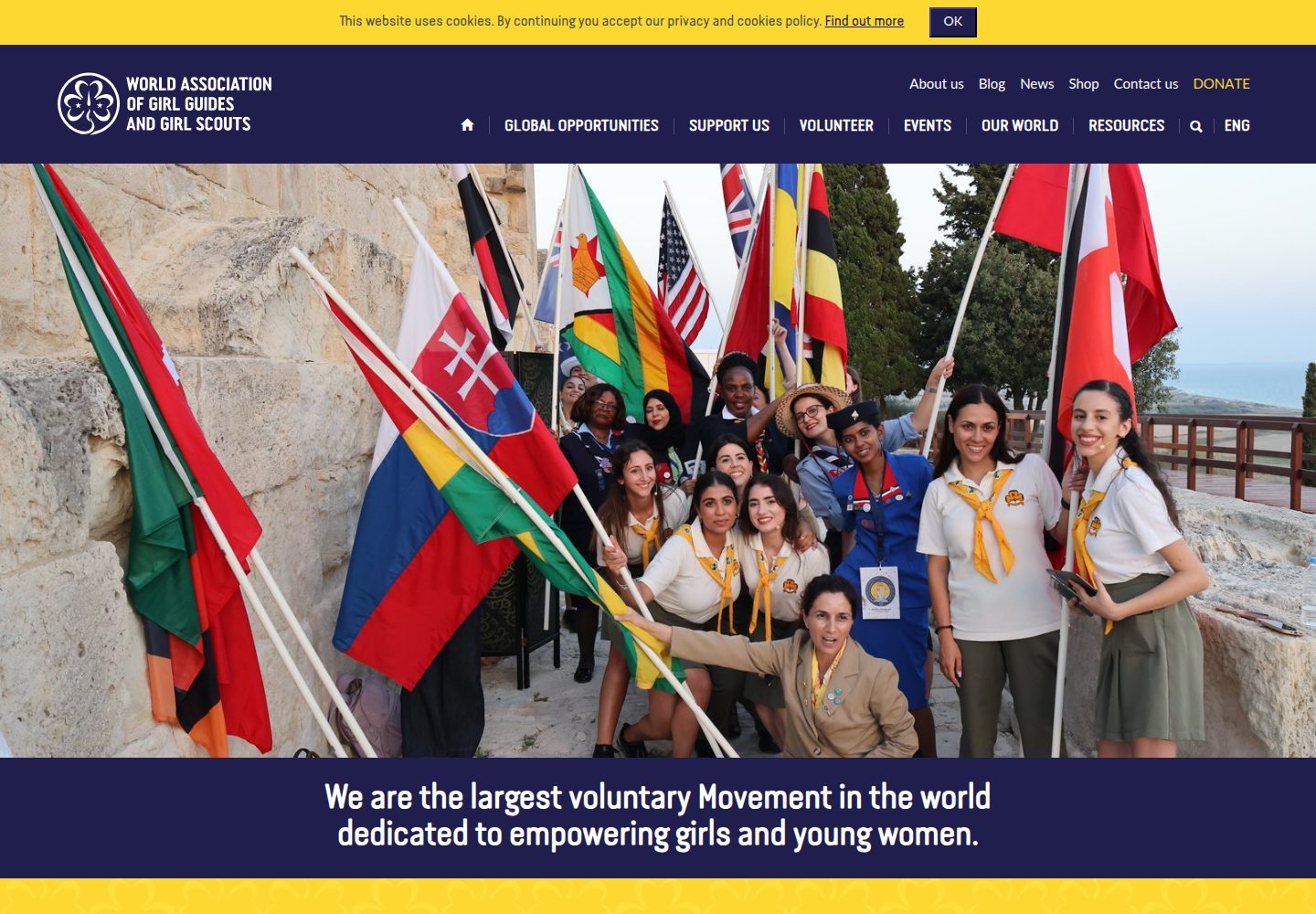 World Association of Girl Guides and Girl Scouts website screenshot